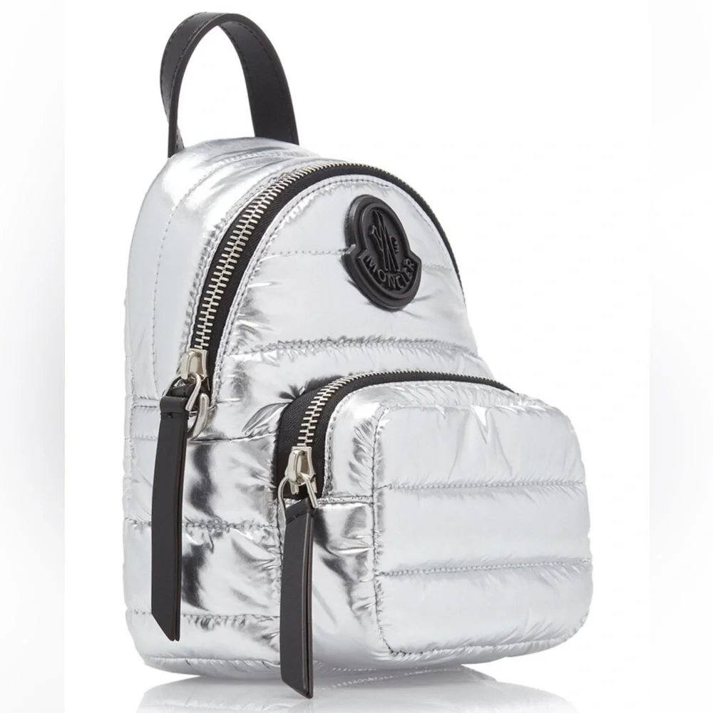 Moncler Silver Metallic Mini Puffer Backpack - Picture 5 of 10